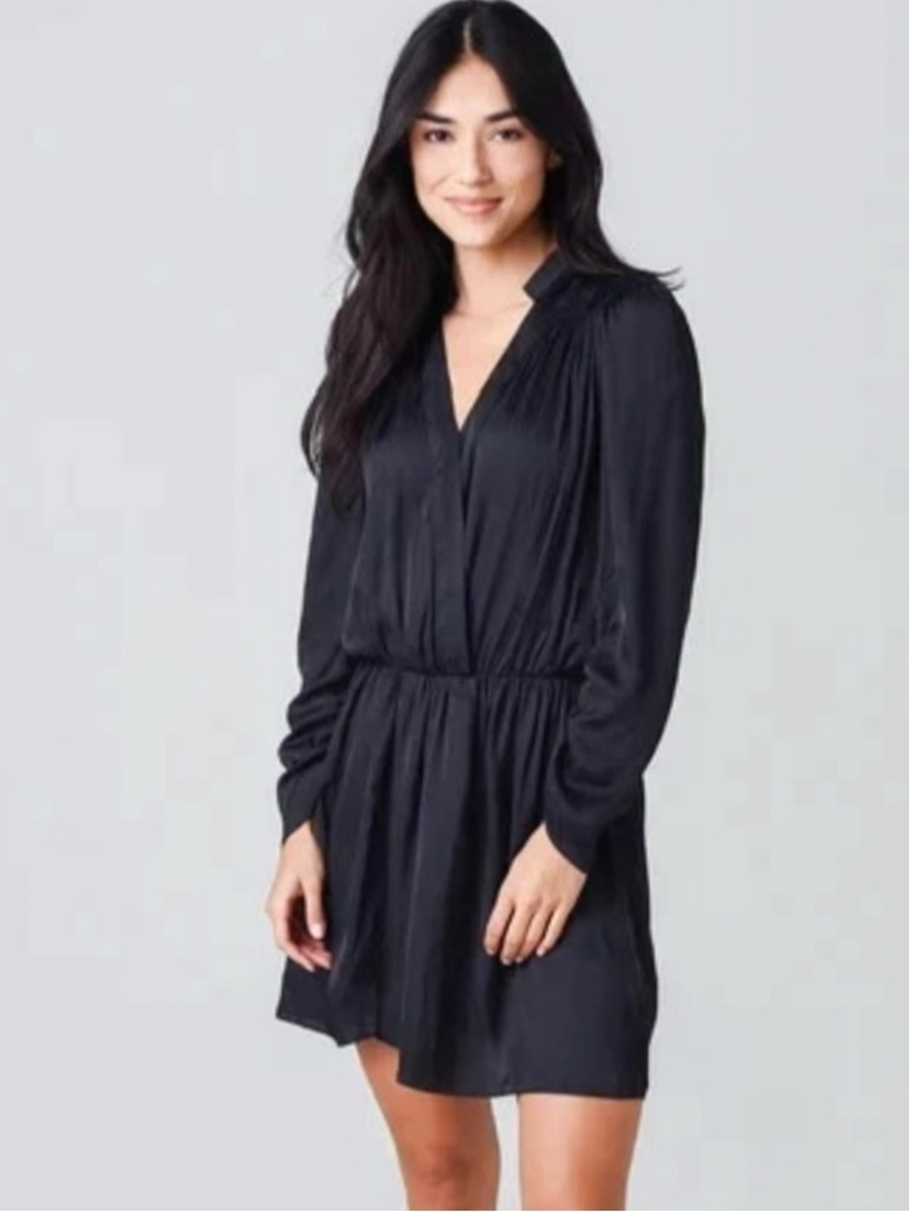 NWT ZADIG & VOLTAIRE | Navy Blue Long Sleeve V-Neck Reveal Mini Dress Small $395